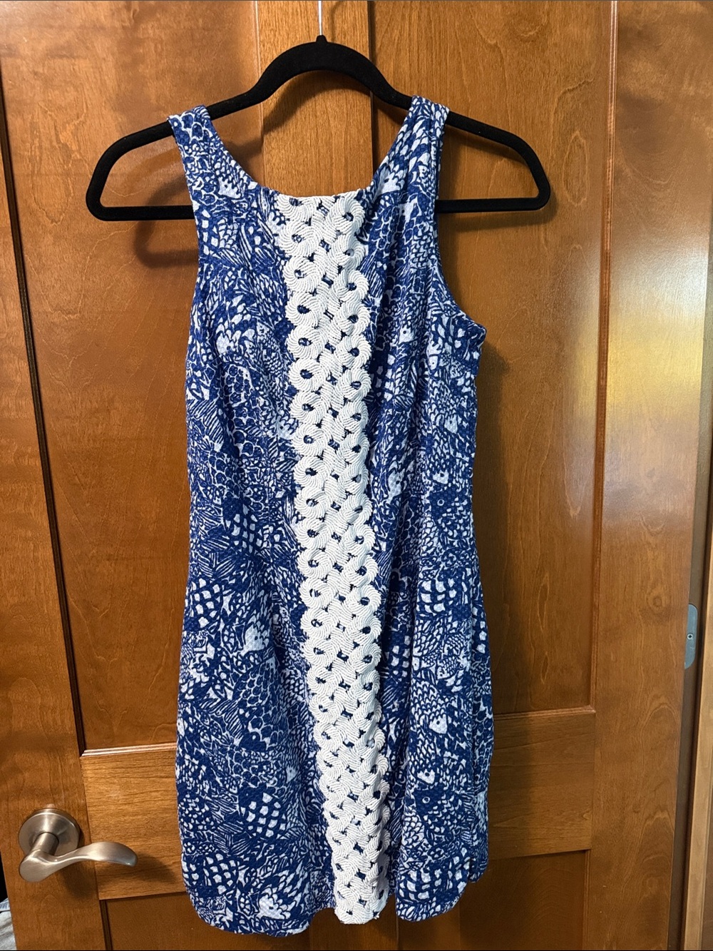 Lilly Pulitzer Blue & White Crochet-Panel Mini Dress